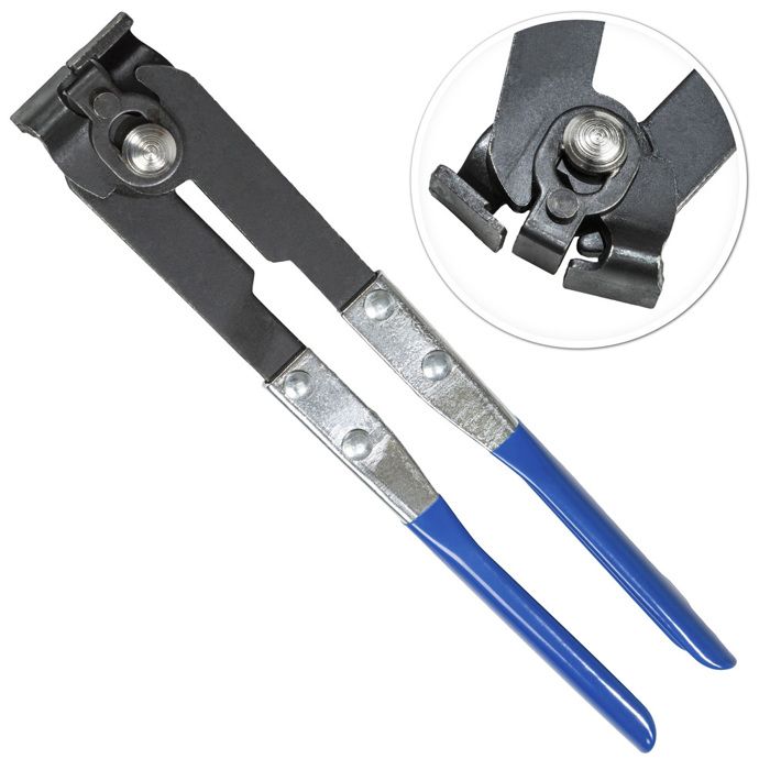 TECTAKE Pince à Collier de Serrage à Recouvrement pour Soufflets de Cardan en Acier 23,7 cm x 4,5 cm x 2 cm Bleu
