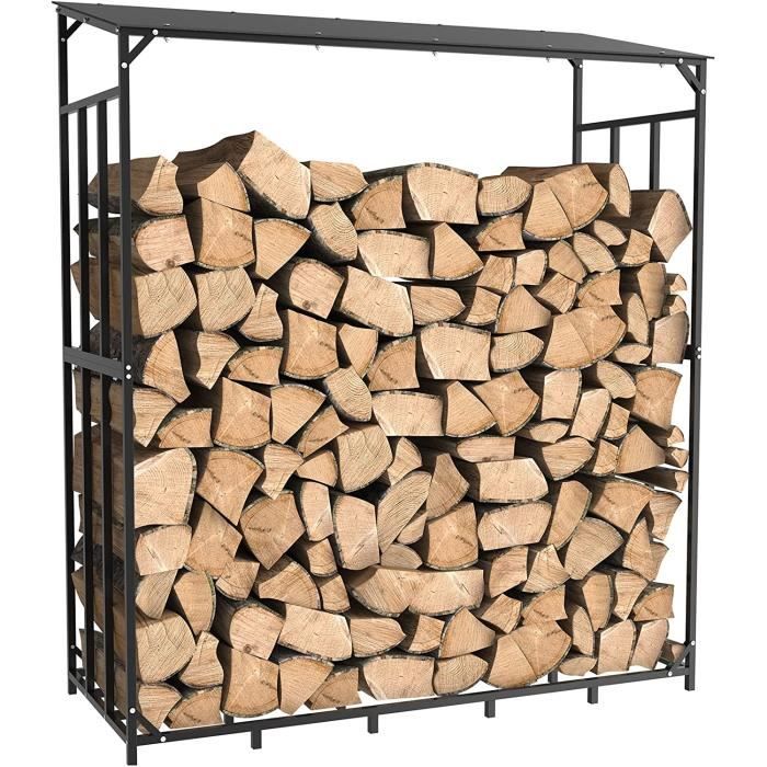 Étagère en Métal pour Bois de Cheminée Range Bûches Extérieur 176x60x156cm pour Bois de Chauffage - Noir