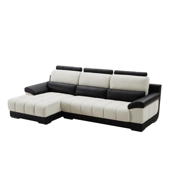 Canapé d'angle Noir Tissu Contemporain Confort