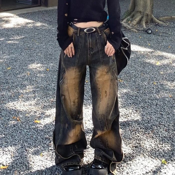 Cool Drag Girl American Retro Wide-leg Jeans