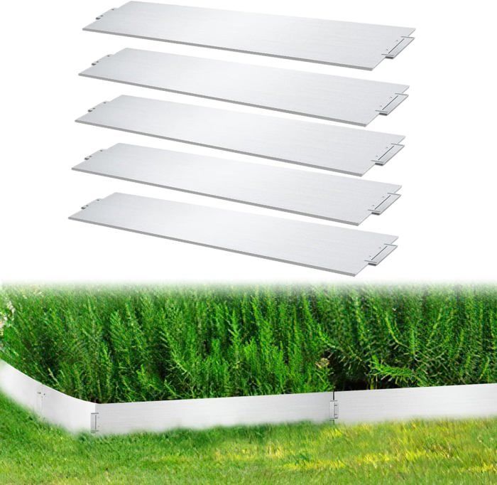 Lot De 20 Bordures De Pelouse Métal Galvanisé 20m - 15cm Hauteur - Flexible Ajustable Jardin Ikodm