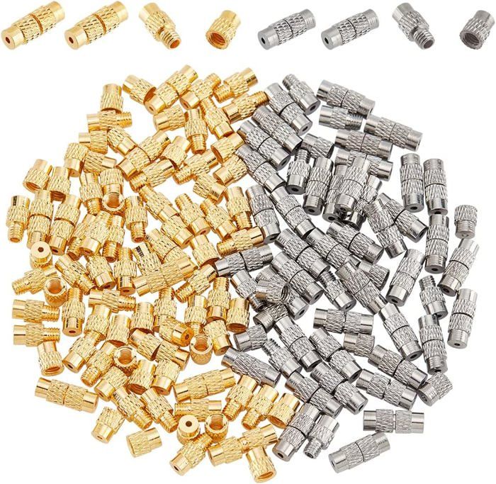 100 Fermoirs à Vis En Laiton Pour Bijoux - Fermoirs Barillet Platine Et Or Pour Bracelets/Colliers