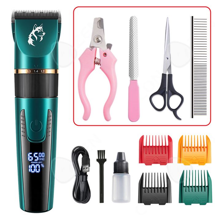 Meilleurs prix pour C Tondeuse chien 1800 mah embout en céramique de titane durée d'utilisation d'environ 180 minutes charge usb tondeuses pour chiens