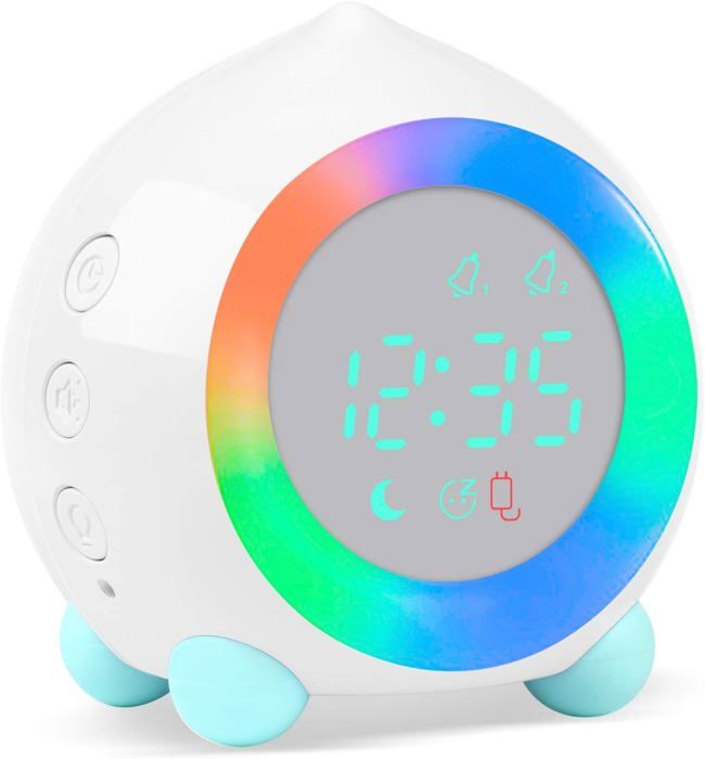 Réveil numérique enfants avec veilleuse LED et snooze bleu - Modèle Kidy