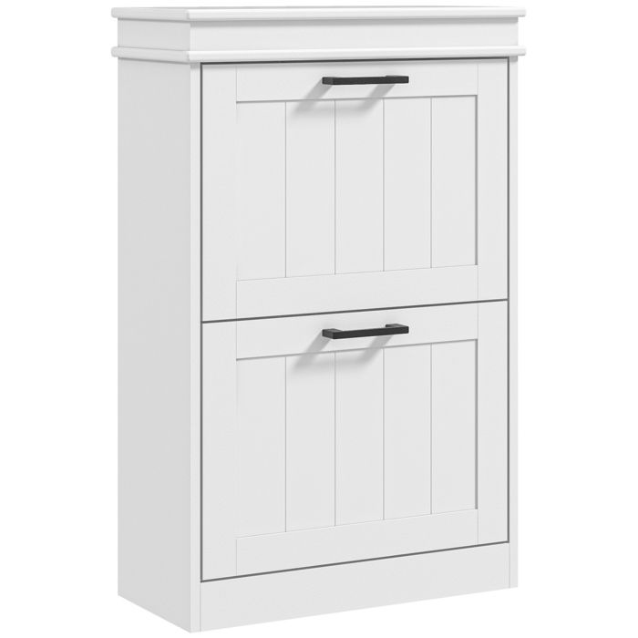 Meuble à chaussures - HOMCOM - armoire à chaussures - 2 portes abattants étagères réglables - 54 x 24 x 825 cm - blanc