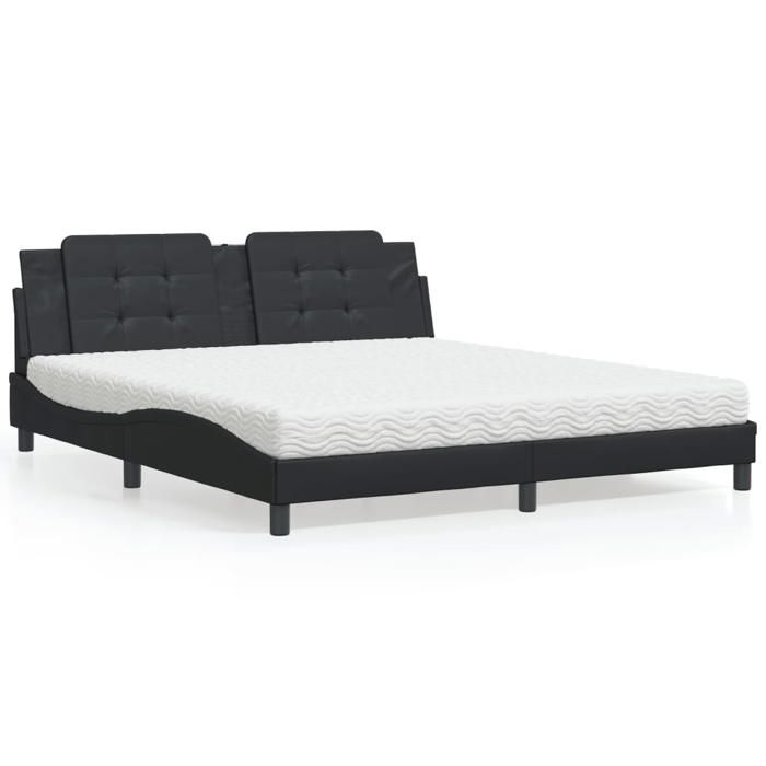vidaXL Lit avec matelas Zadar noir 180x200 cm similicuir 3208880