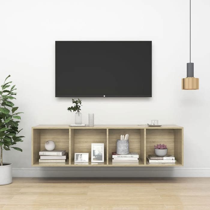 Meuble TV mural-Armoire TV suspendu Chêne sonoma 37x37x142 5 cm Bois d’ingénierie