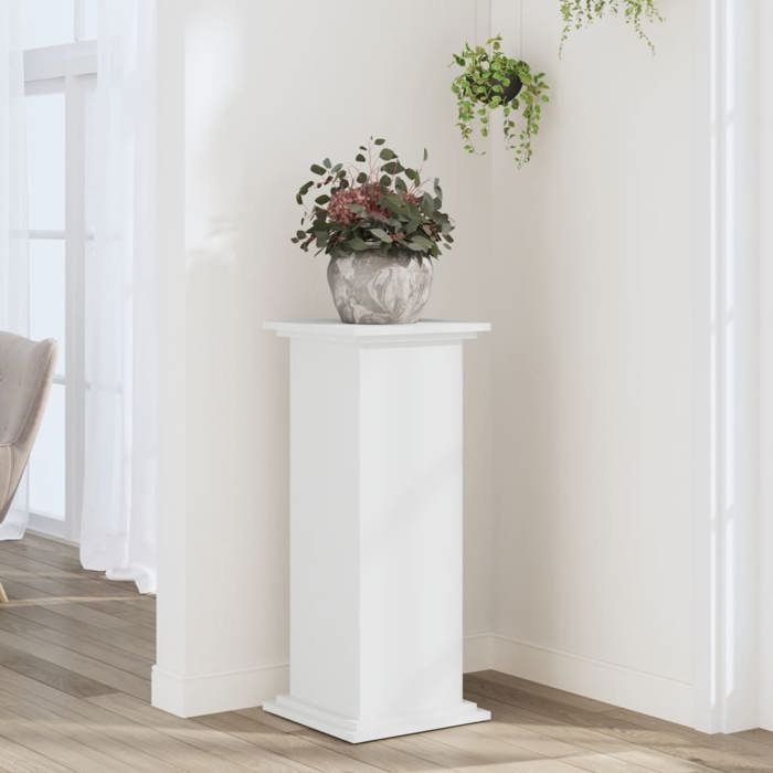 Support Pour Plantes En Bois D'ingénierie Blanc - 33x33x100 Cm - Capacité 50 Kg - Pour Intérieur