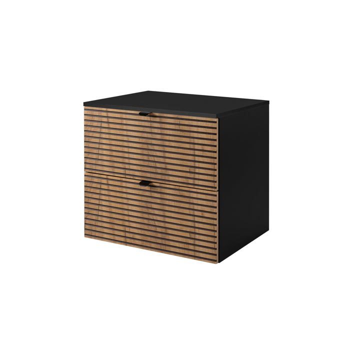 Meuble de salle de bain suspendu - MARQUE - Noir - 60 x 57 x 46 cm - Poignées dorées