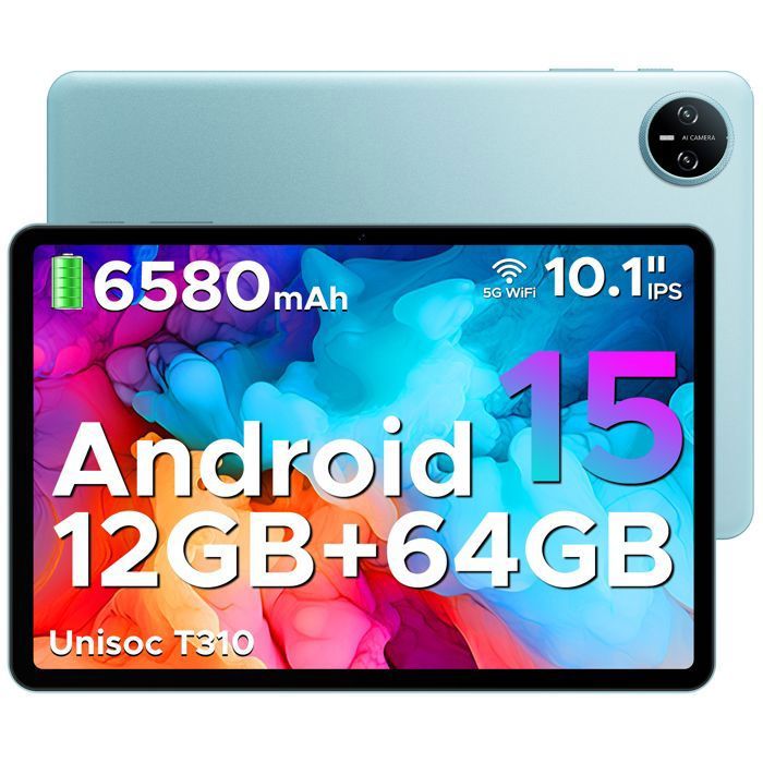 DOOGEE Tab A9 Tablette Tactile 10 pouces Android 15 12 Go RAM + 64 Go ROM (TF 2TB) 6580mAh /Face ID/5G WiFi Tablette – Bleu