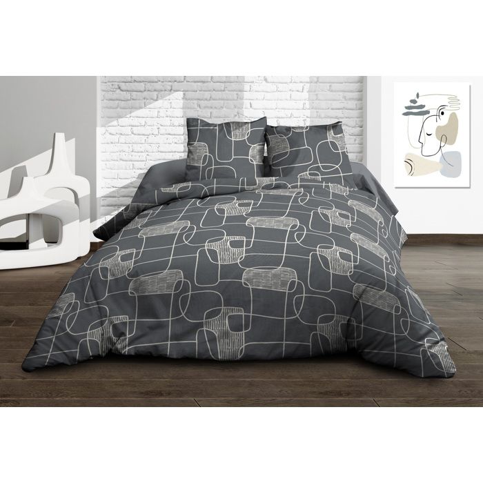 Parure 2 pers 140x190 Linea 100% coton 57 fils/cm² - Drap housse 140x190 bonnet 25 cm drap plat 240x300 2 taies 63x63