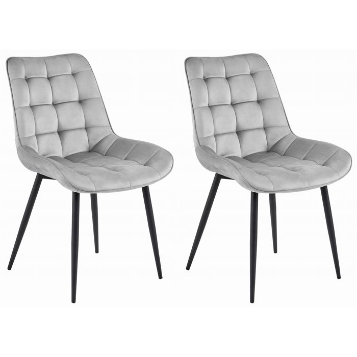 Chaise Komodee BARDI - 2 Pieces - GRIS CLAIR - Tapisser en velours 60 x 54 x 88 cm Chaise Komodee BARDI - 2 Pieces - GRIS CLAIR - Tapisser en velours 60 x 54 x 88 cm