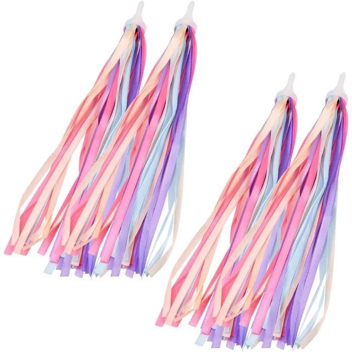 2 Rubans Décoratifs Pour Guidon Vélo Enfant – Polyester Résistant, 25 Cm – Bleu, Rose, Jaune – Faciles à Installer Sur Vélo, Trottinette Ou Tricycle