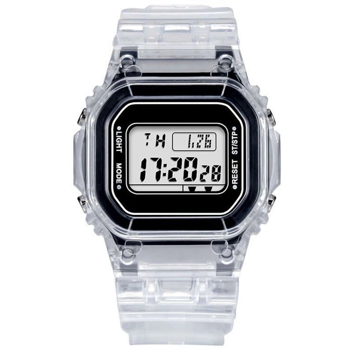 Montre électronique lumineuse carrée transparente de petite taille