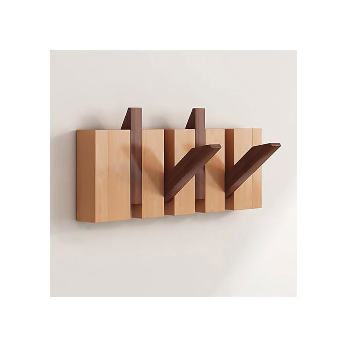 Porte-manteau en bois - Support mural rabattable pour manteaux clés chapeaux peignoirs