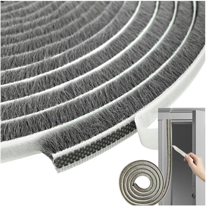 Joint détanchéité autocollant non-tissé fenêtres portes coulissantes 9x9mm 5m gris - Protection courants dair