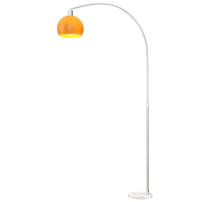 Lampadaire sur pied salon - HOMCOM - abat-jour minimaliste à haut mât et interrupteur à pied - métal - 26 x 90 x 180 cm - orange