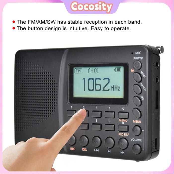 Cocosity radio pour personnes âgées Radio âgée de Chargement USB avec Lecture de la Carte Mémoire et Casque Radio video lecteur