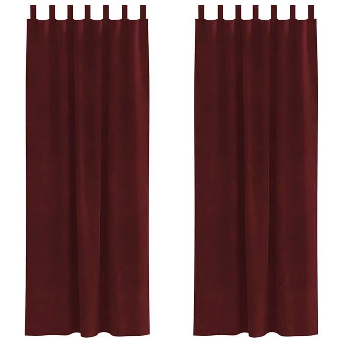 Rideaux occultants en velours - vidaXL - Bordeaux - 140x260 cm - Lot de 2 - Boucles en tissu - Usage intérieur - Durable