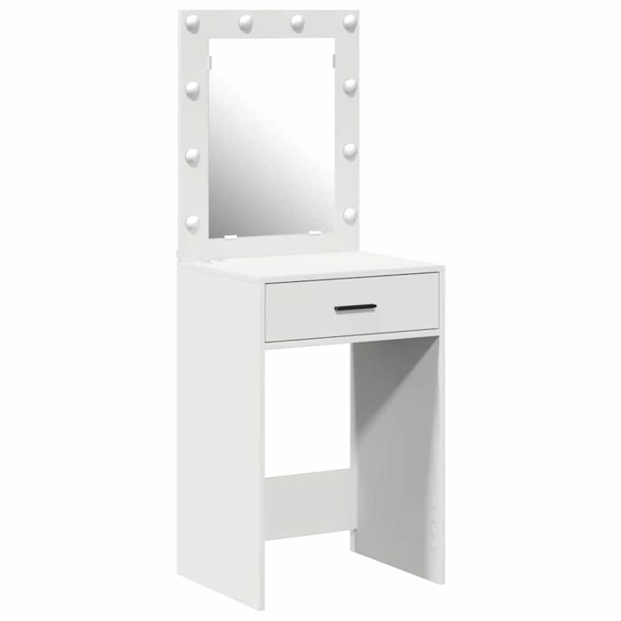 Coiffeuse moderne - vidaXL - 50x41x135 cm - Blanc - Bois dingénierie - Éclairage LED - USB - 2 tiroirs - Miroir plan