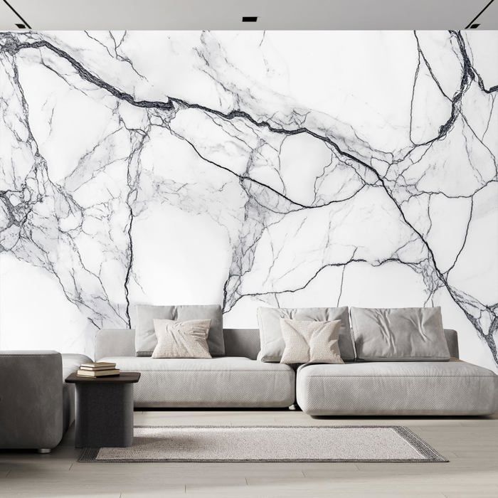 Papier Peint Photo Wallpaper Mural,3D Panoramique Murale Marbre Blanc ...