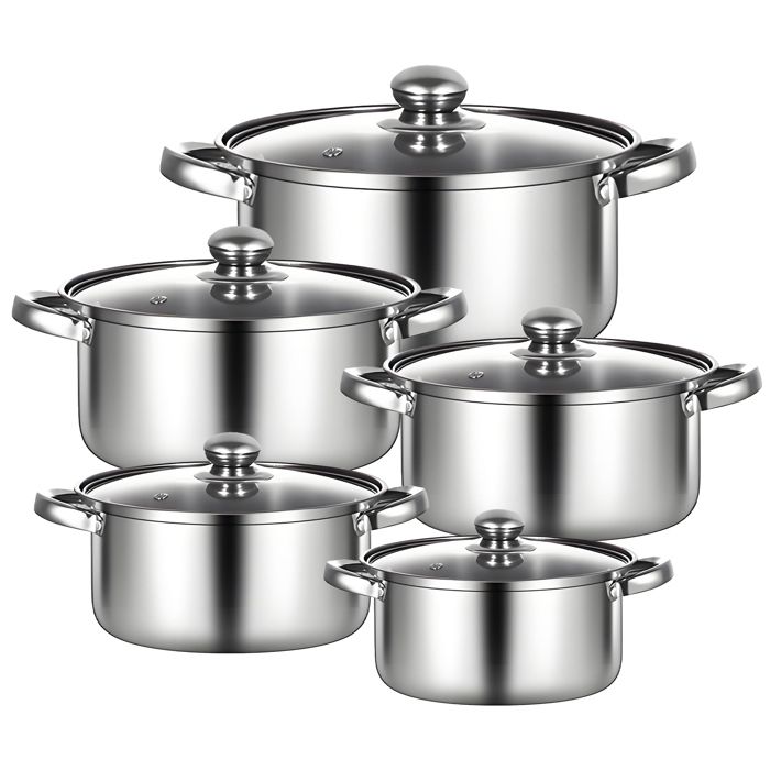 Kit De Batterie De Camping Dokeno – 4 Pièces Acier Inoxydable – Poêle, 2 Casseroles, Assiette – Pliable – Pour 1-2 Personnes, Léger 540 G