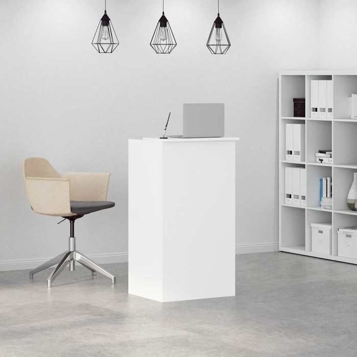 Printemps 2026 SoldesTable à écrire - 1 PERSONNE - bureau Blanc - Bureau de réception Blanc 55x50x103 5 cm Bois dingénierie 2_253