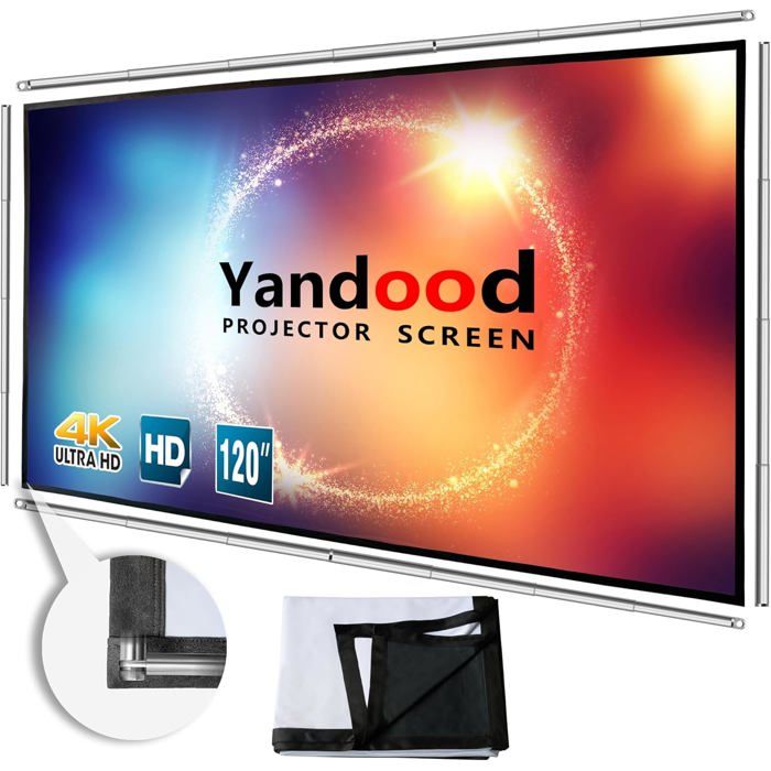 Écran De Projection Portable 254 Cm (100 Pouces) - Format 16:9 - Pliable Et Anti-plis - Pour Cinéma Maison, Extérieur, Bureau, école, Camping - 8