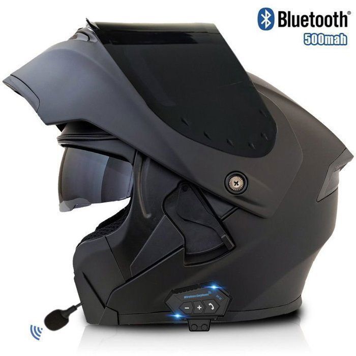Casque Moto Modulable Bluetooth Casques Intégral Flip-Up Modulables Casque de