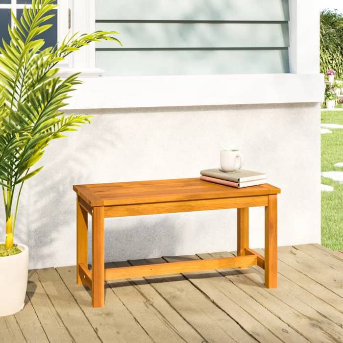 Banc de jardin en bois dacacia - vidaXL - 80x35x45 cm - Bois massif - Finition à lhuile - Capacité 110 kg - Brun