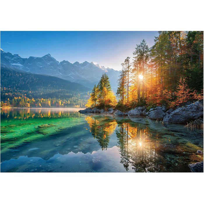 Papier Peint Photo 3D Lac Bleu – 8391NA, Ambiance Sereine, Déco Murale Nature