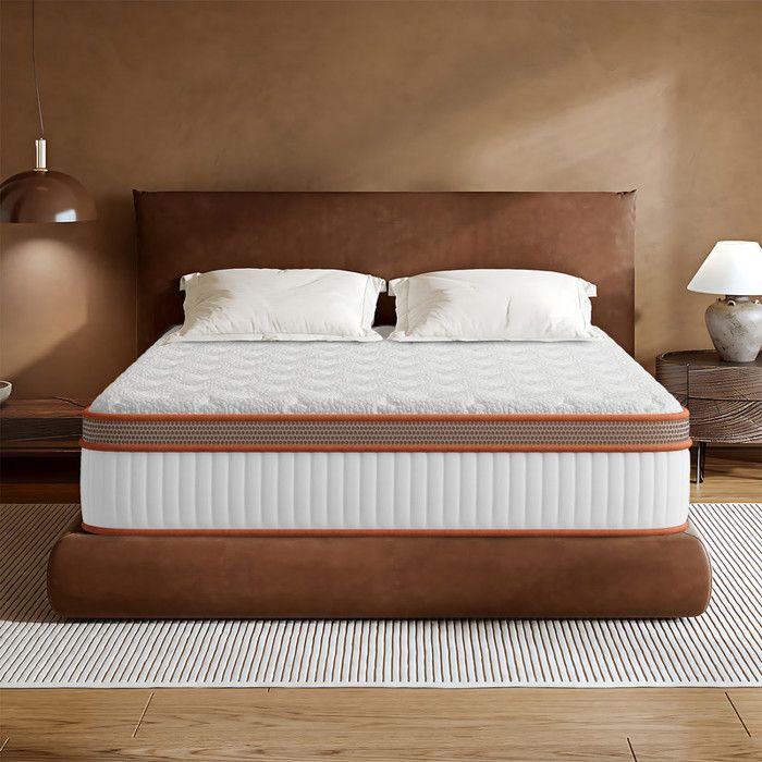 Matelas 140x200 cm Mousse à Mémoire de Forme Mi-Ferme Ressorts Ensachés Indépendant Haute Résilience Respirant Épais 26cm