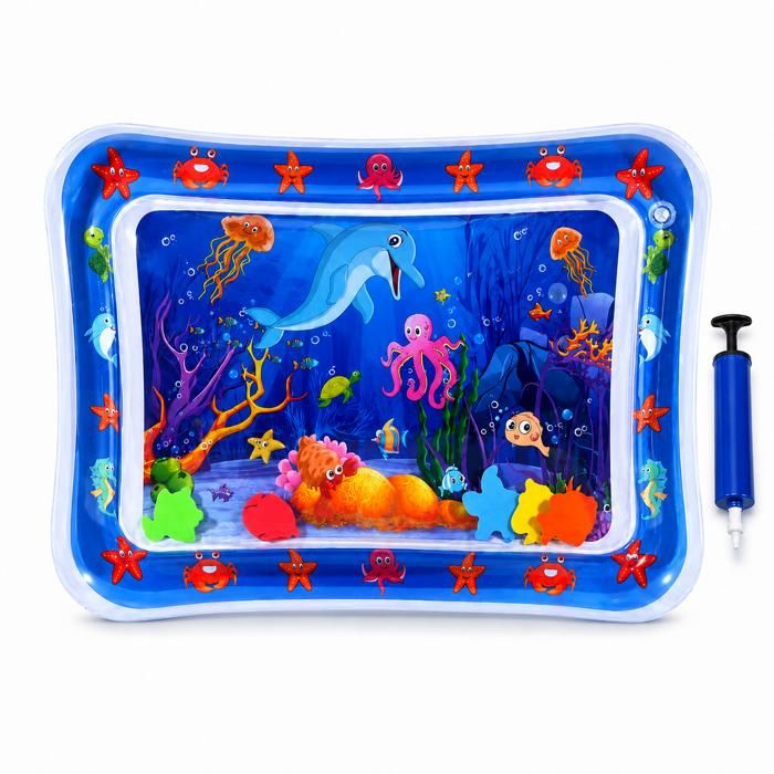 Tapis deau sensoriel pour chats (Tapis de jeu avec poissons mobiles) Jouet pour chat en PVC anti 69 x 50 x 8 cm