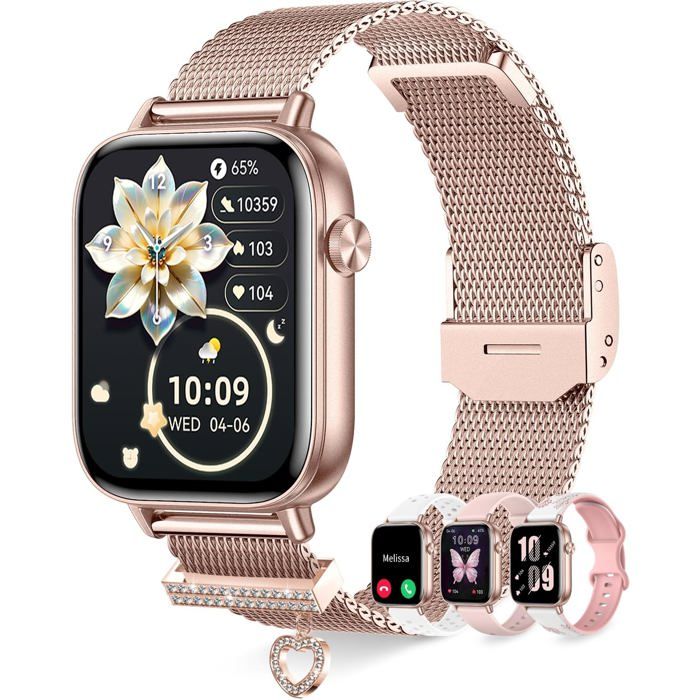 Montre Connectée Femme Avec Appel Bluetooth 4 Bracelets 1.83 Hd Smartwatch Femme Avec Fréquence Cardiaque Sommeil Féminine[WW64]