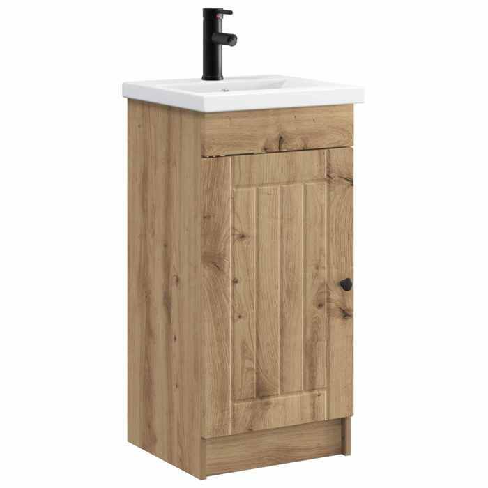 Meuble vasque - Meuble de salle de bain avec évier - vidaXL - bois dingénierie - chêne artisanal - 42 x 40 x 84 5 cm - 1 étagère 72