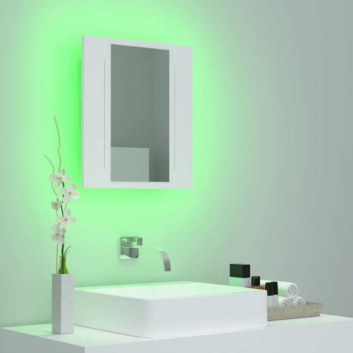 Blanc Cabinet WC - - LED Armoire à miroir pour bain - 1 pc - Blanc 40x12x45 cm Acrylique N5827