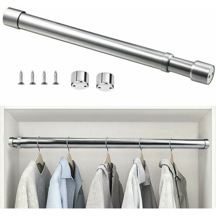 Barre de penderie extensible 48cm à 80cm – Acier inoxydable anticorrosion – Charge maximale 30 kg – Tringle à rideaux ajustable