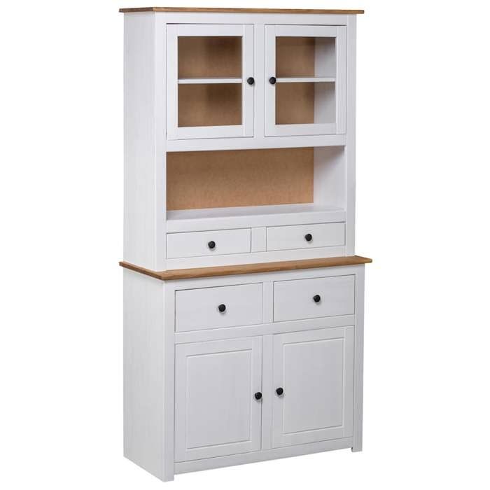 Blanc Buffet haut Blanc 93x405x180 cm Pin Gamme Panama - Meuble Rangement LV26324