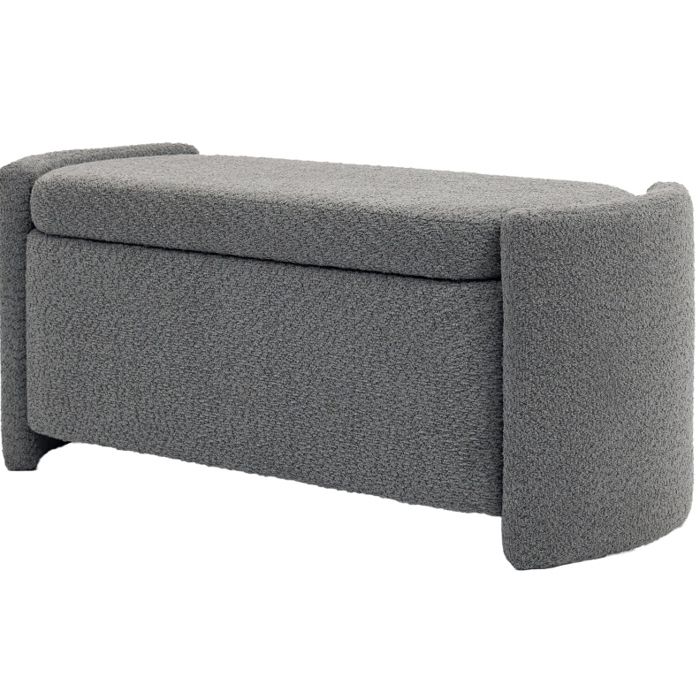 Banquette coffre grise 105 x 44 x 45 5 cm assise rembourrée couvercle à charnières 150 kg