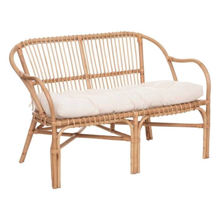 Banquette Neta 2 places rotin tissu blanc - Atmosphera Créateur dintérieur Banquette Neta 2 places rotin tissu blanc - Atmosphera Créateur dintérieur
