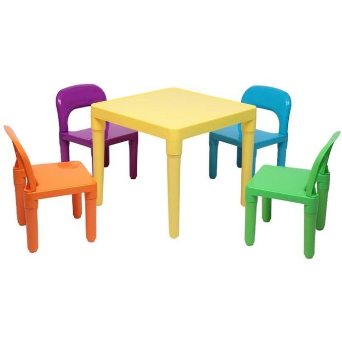 Une Table Et Quatre Chaises Pour Enfant En Plastique De Couleur 50 50 46cm Cdiscount Puericulture Eveil Bebe