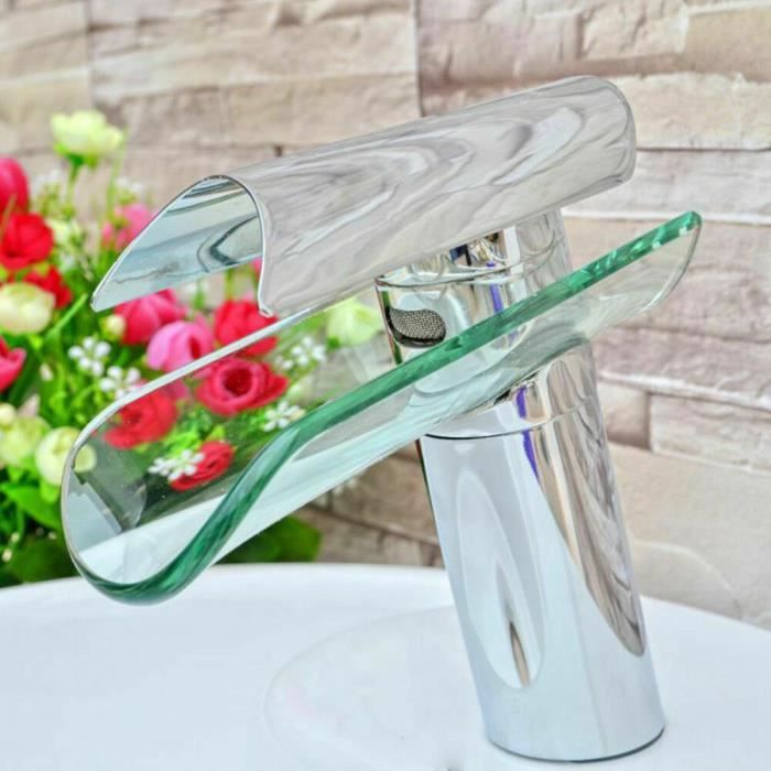 Robinet cascade en verre salle de bain robinet mitigeur de vanité carré