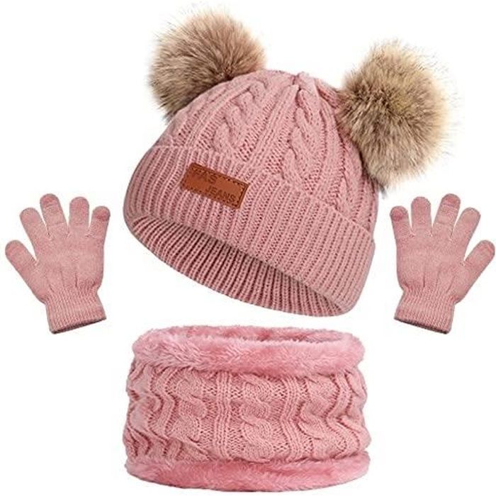 Écharpe Tricotée Enfant - 150x20 Cm, 100% Polyester - Pompons, Couleur Unie - Pour 2 à 10 Ans