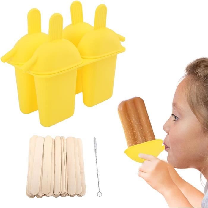 Bâton De Couleur 50pcs Moules à Crème Glacée En Silicone Avec 4 Cavités, Avec Bâtonnets