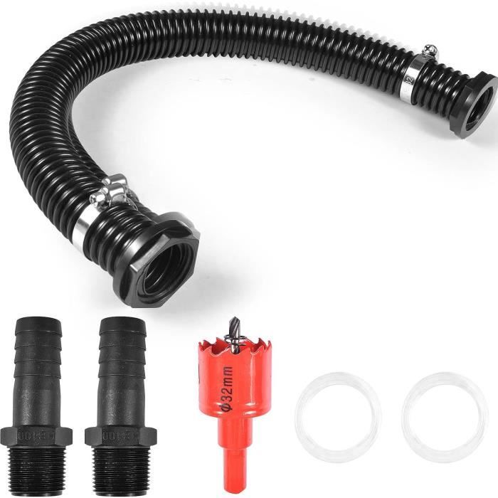 Lntyq Kit De Raccordement Pour Citerne De Pluie De 25 Mm, Tuyau De Raccordement De 50 Cm Et 2 Raccords De Tuyau De 25 Mm Avec Contre Ecrou Pour Citerne Deau De Pluie 87119332