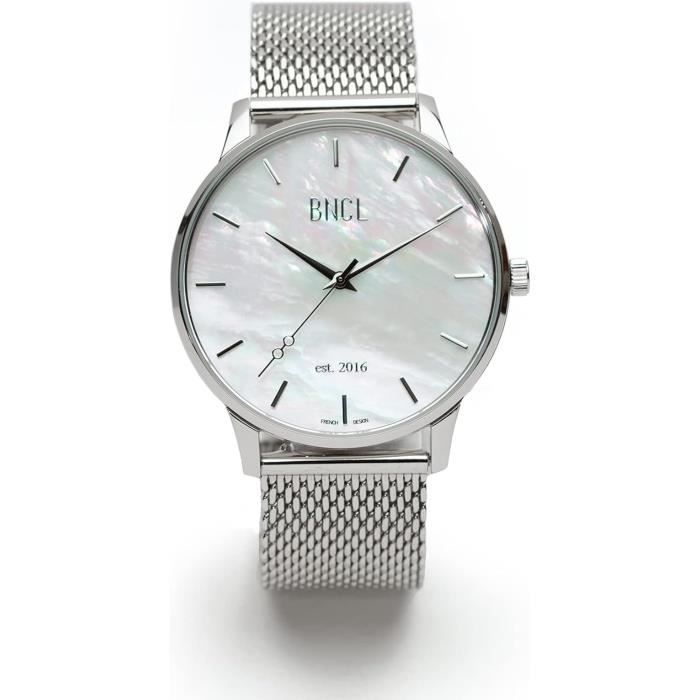 Montre Femme Quartz 40Mm Avec Bracelet Acier Inoxydable Argent