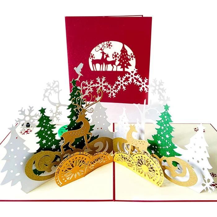 Cartes De Noël 3D, Cartes De Voeux De Noël PopUp Conception De La