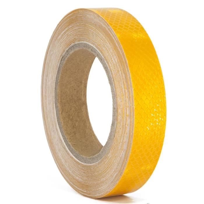Ruban Réfléchissant Sécurité Jaune Et Noir - 5cm X 10m - Motif Nid D'abeille - Pour Remorques, Véhicules, Casques