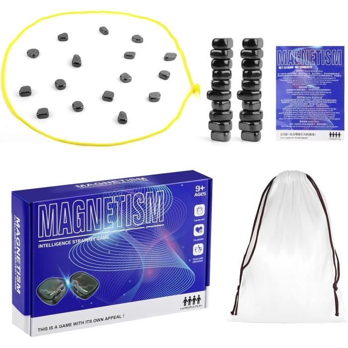 Jeu Magnétique D'échecs Portable - Lot De 20 Pièces Avec Tapis En Corde - Parfait Pour Voyages Et Soirées Entre Amis (Bleu)