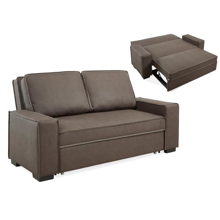 Canape Convertible Simili Cuir Marron Achat Vente Pas Cher